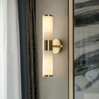 Modern White and Brass Pillar Shaped Sconce Lamp