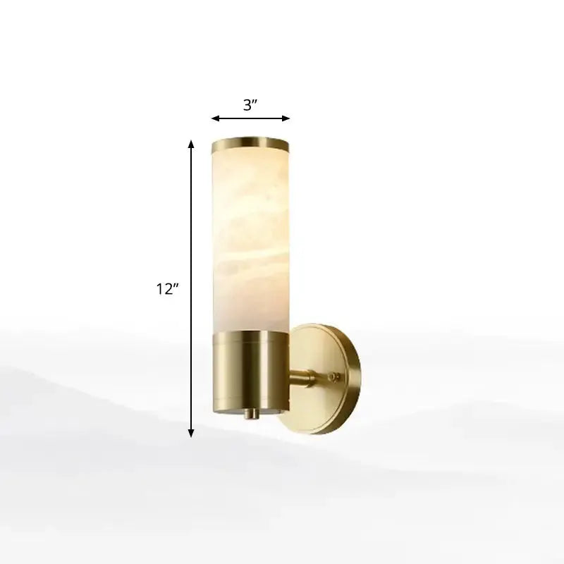 Modern White and Brass Pillar Shaped Sconce Lamp