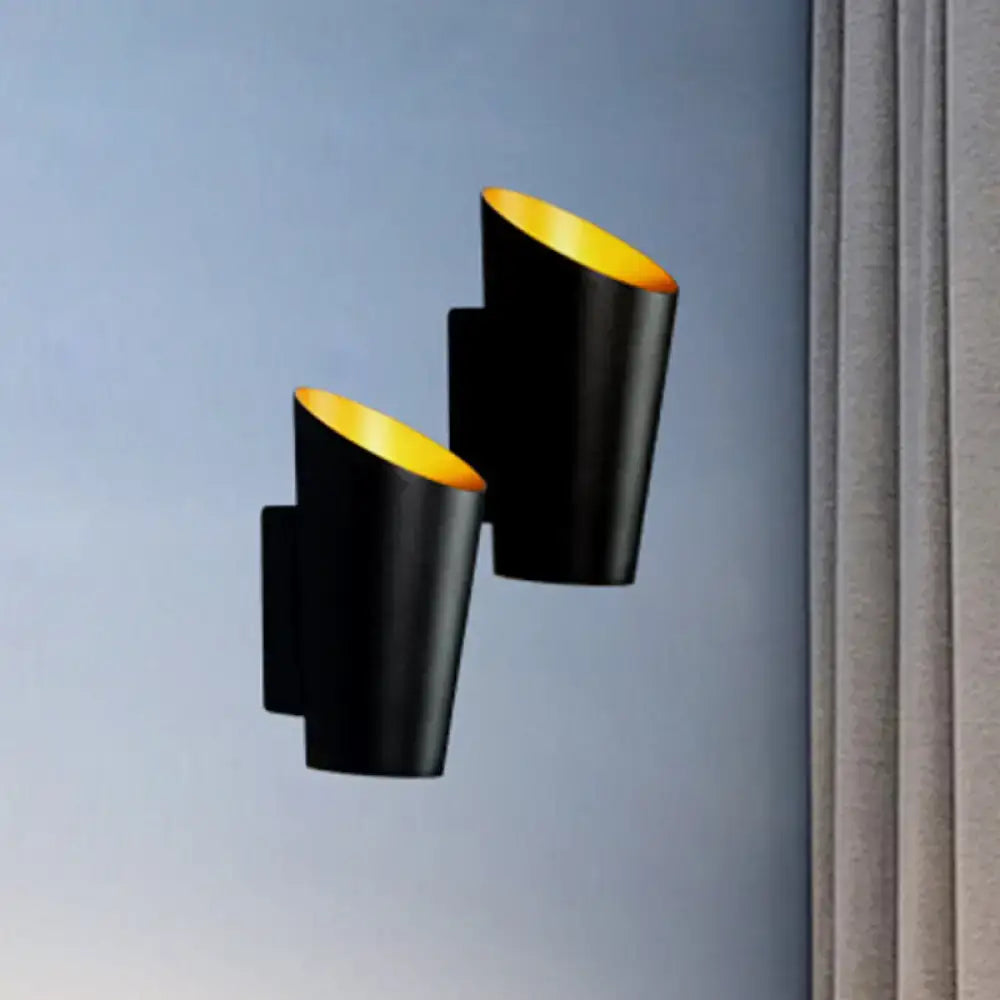 White Gold LED Sconce pair by Decorbites, black cylindrical wall lights with gold interior on Tampa Home & Garden Store