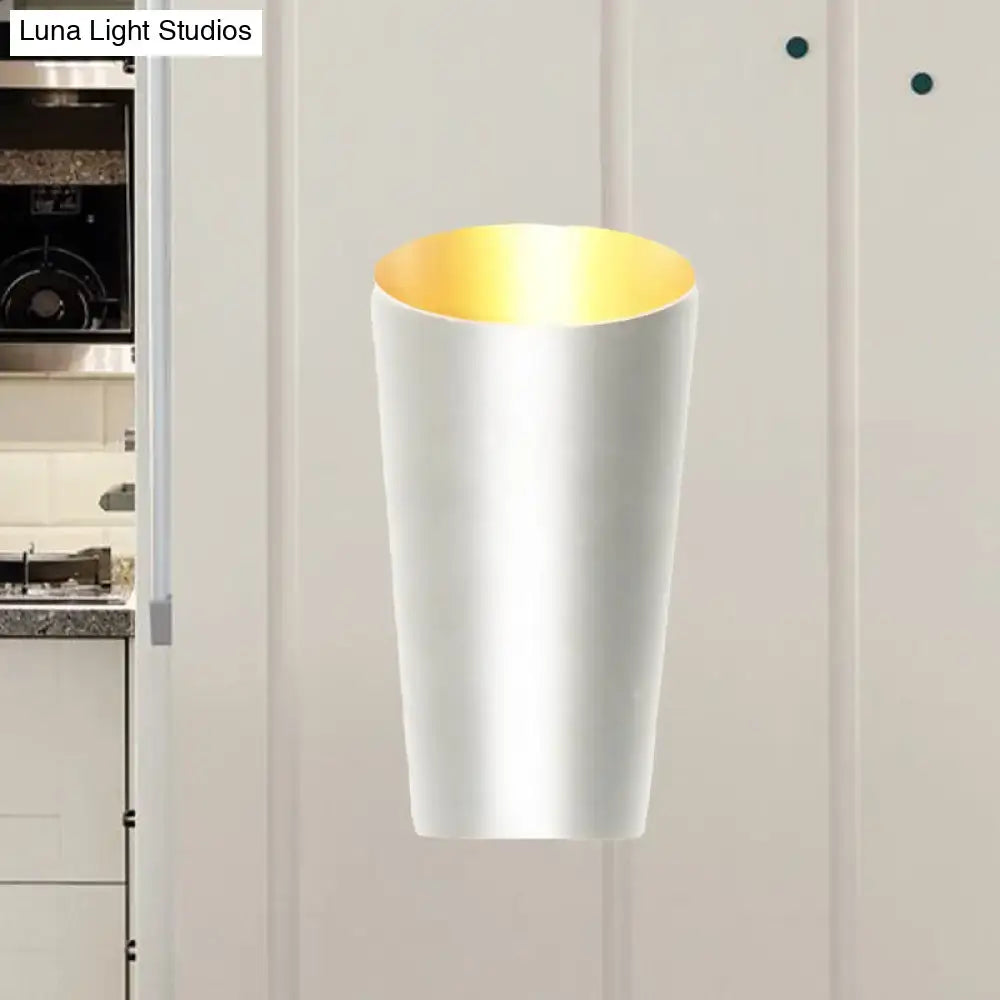 Decorbites White Gold LED Sconce white cylindrical wall light with warm gold interior on Tampa Home & Garden Store