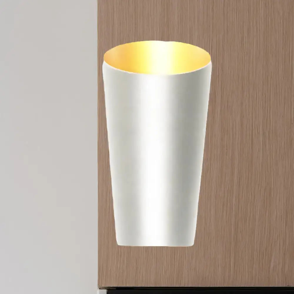 White Gold LED Sconce by Decorbites, white curved metal shade with warm gold interior glow on Tampa Home & Garden Store