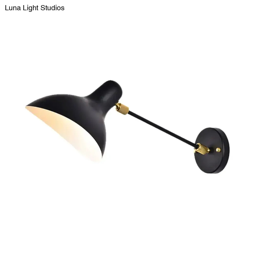 Black wall lamp with gold fittings and white interior shade, adjustable living-room light on Tampa Home & Garden Store