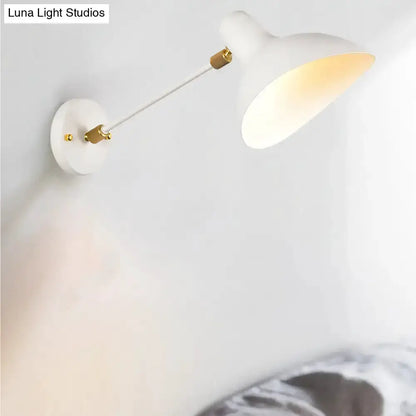 Modern white and gold wall mounted lamp with adjustable arm and white shade on Tampa Home & Garden Store