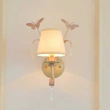 White and Peach Butterfly Crystal Wall Lamp
