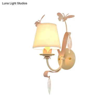 White and Peach Butterfly Crystal Wall Lamp