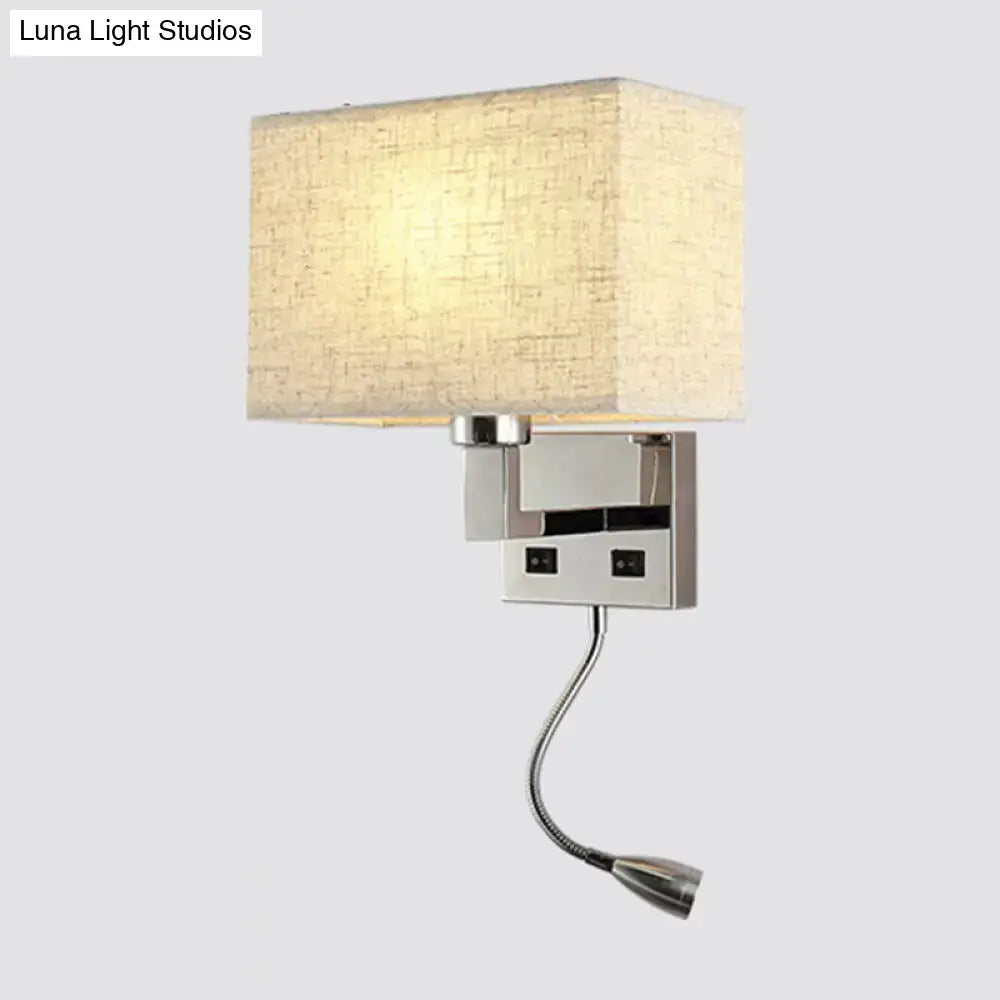 Beige Fabric Wall Sconce and Charging Port