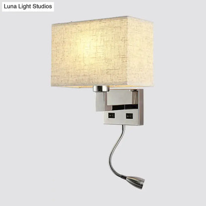 Beige Fabric Wall Sconce and Charging Port