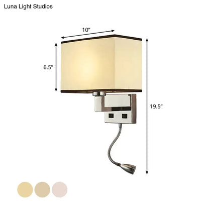 Beige fabric charging port wall sconce with silver metal mounting and flexible gooseneck lamp on Tampa Home & Garden Store