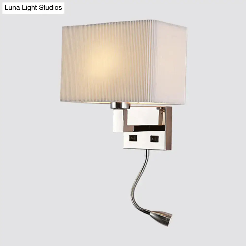 Beige fabric charging port wall sconce with chrome metal base on Tampa Home & Garden Store