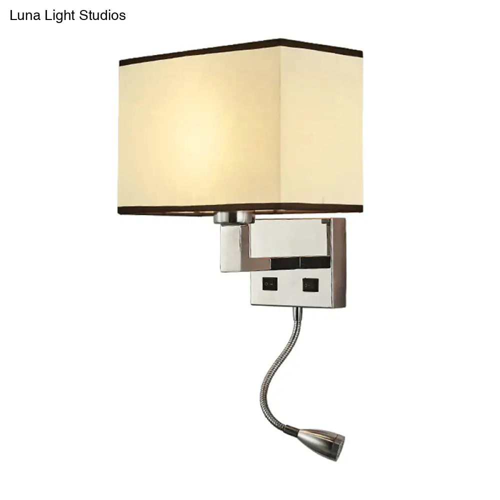 Beige fabric charging-port wall sconce with chrome square base by Decorbites on Tampa Home & Garden Store