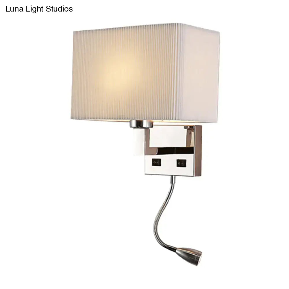 Beige fabric charging port wall sconce with chrome mount and flexible reading lamp Decorbites on Tampa Home & Garden Store