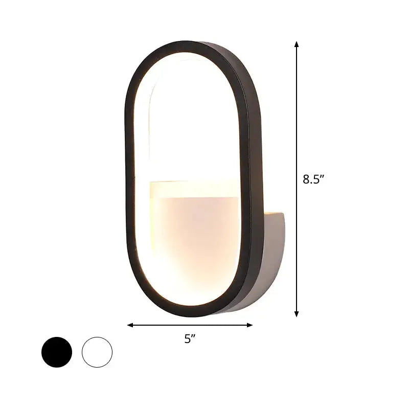 Modern White and Black Ellipse LED Wall Lamp