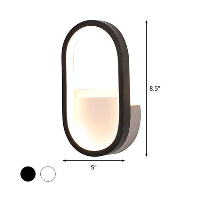 Modern White and Black Ellipse LED Wall Lamp