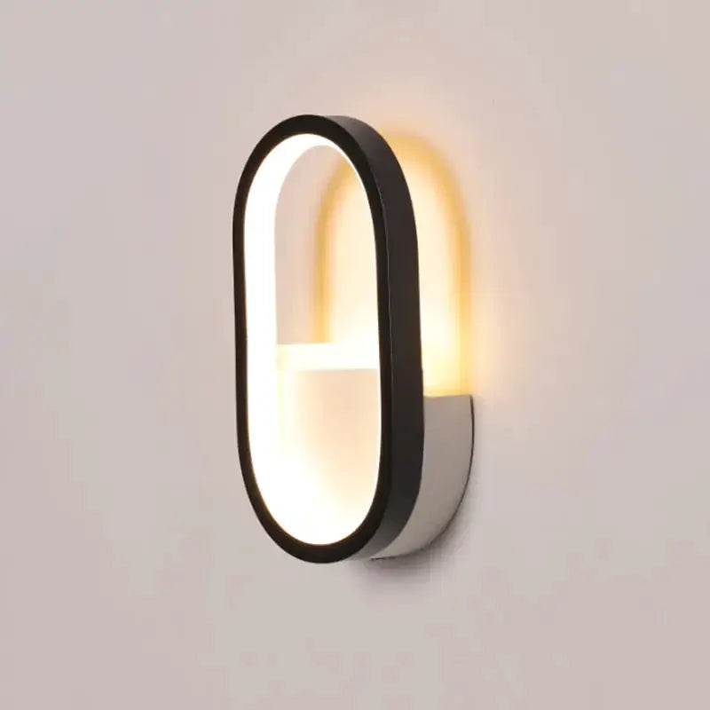 Modern White and Black Ellipse LED Wall Lamp