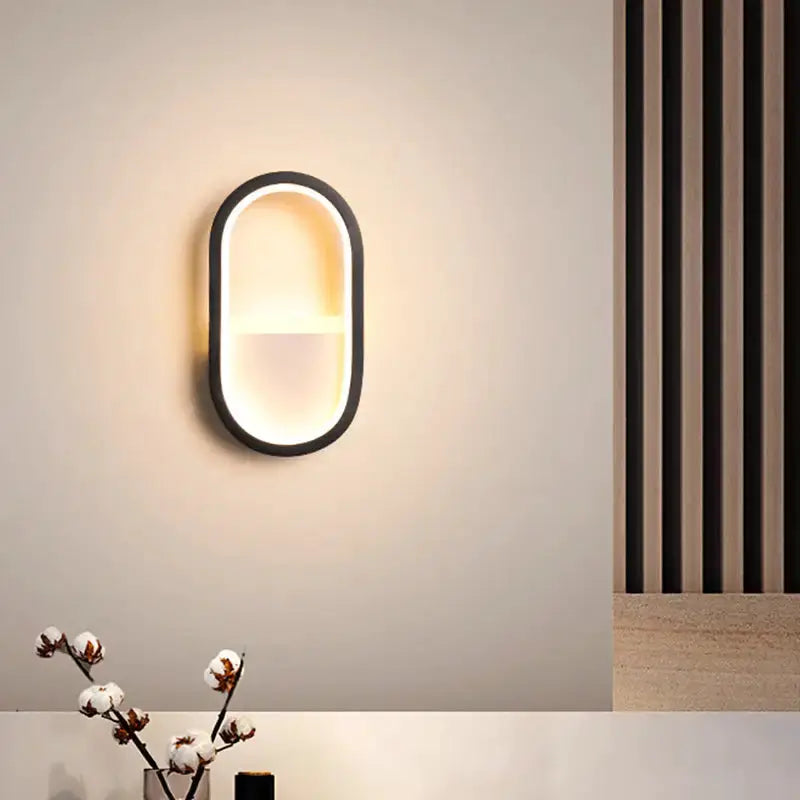Modern White and Black Ellipse LED Wall Lamp