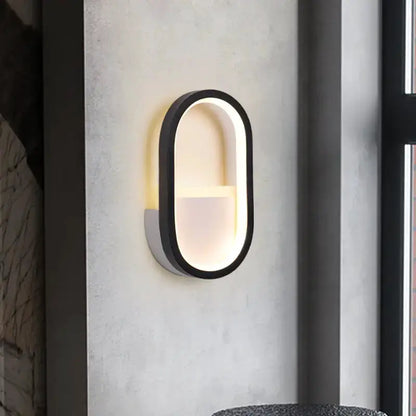 Modern White and Black Ellipse LED Wall Lamp