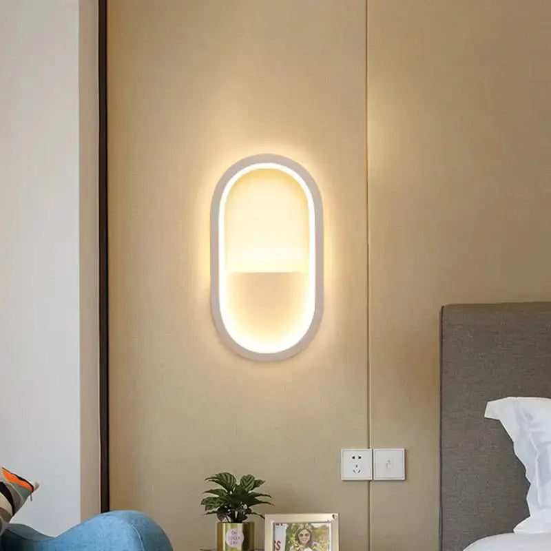 Modern White and Black Ellipse LED Wall Lamp