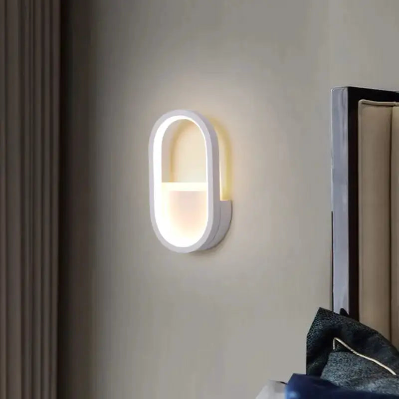 Modern White and Black Ellipse LED Wall Lamp