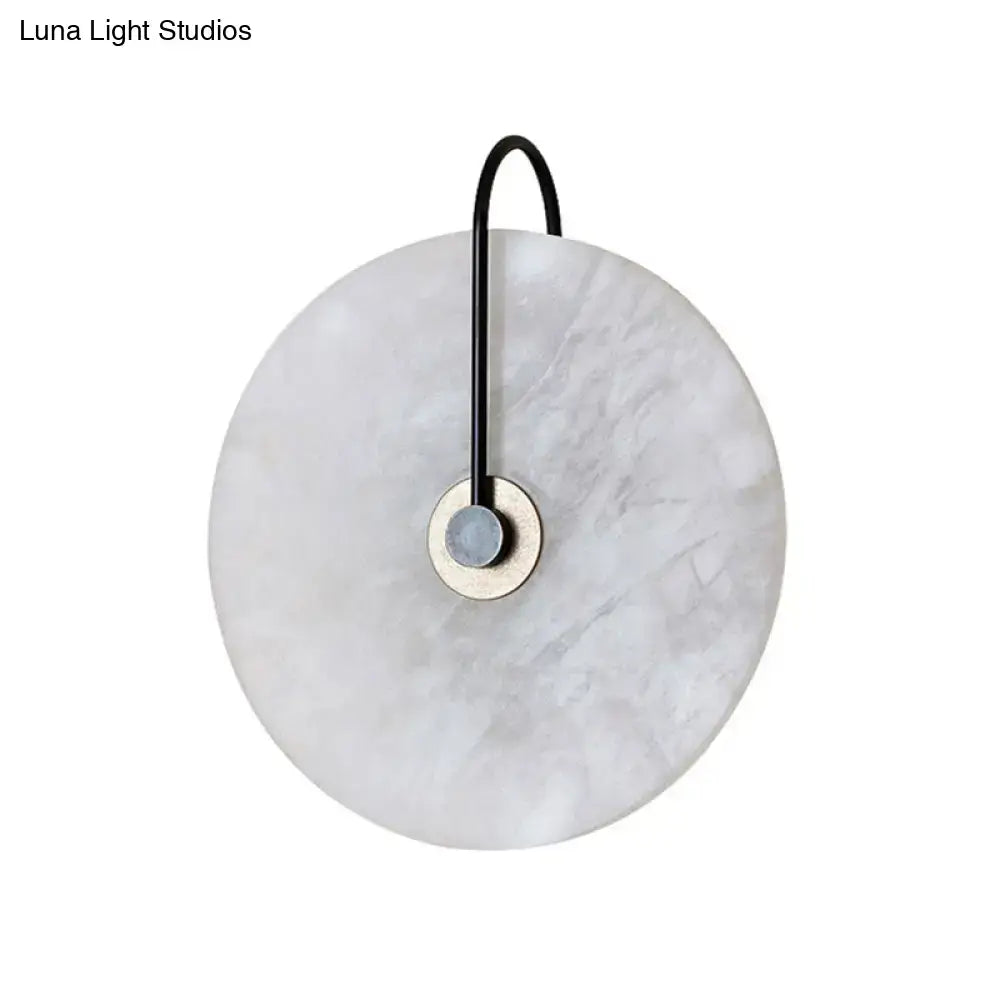 Black Disc Metal 10-Inch Wall Sconce with white marble disc and black arm Decorbites on Tampa Home & Garden Store