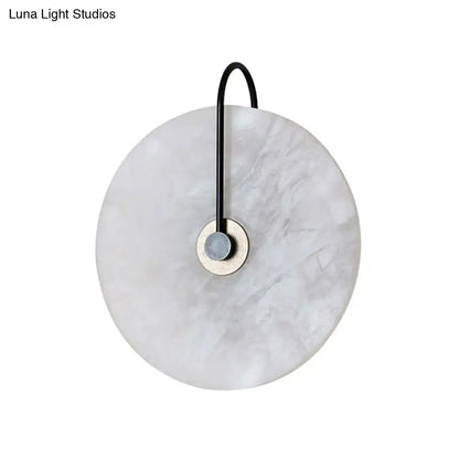 Black Disc Metal 10-Inch Wall Sconce with white marble disc and black arm Decorbites on Tampa Home & Garden Store