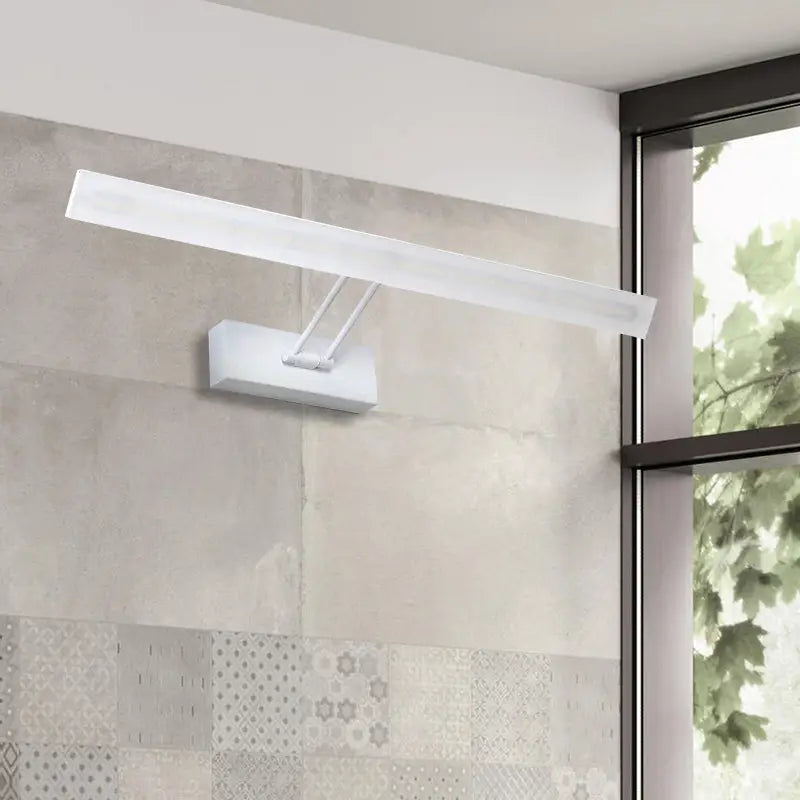 White and black rectangular LED bathroom wall light with warm white glow Decorbites on Tampa Home & Garden Store