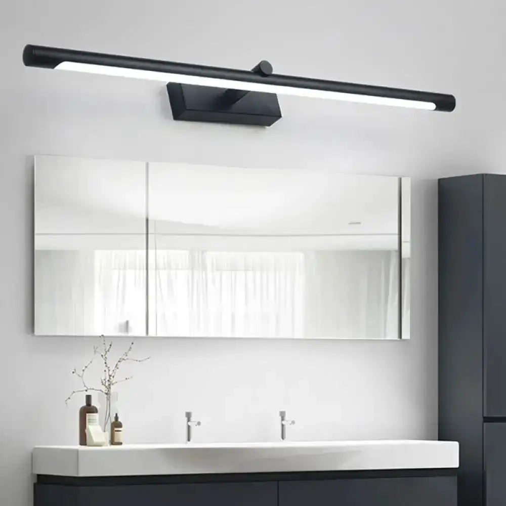 Modern white and black tube vanity light sconce, black metal tube with LED diffuser on Tampa Home & Garden Store