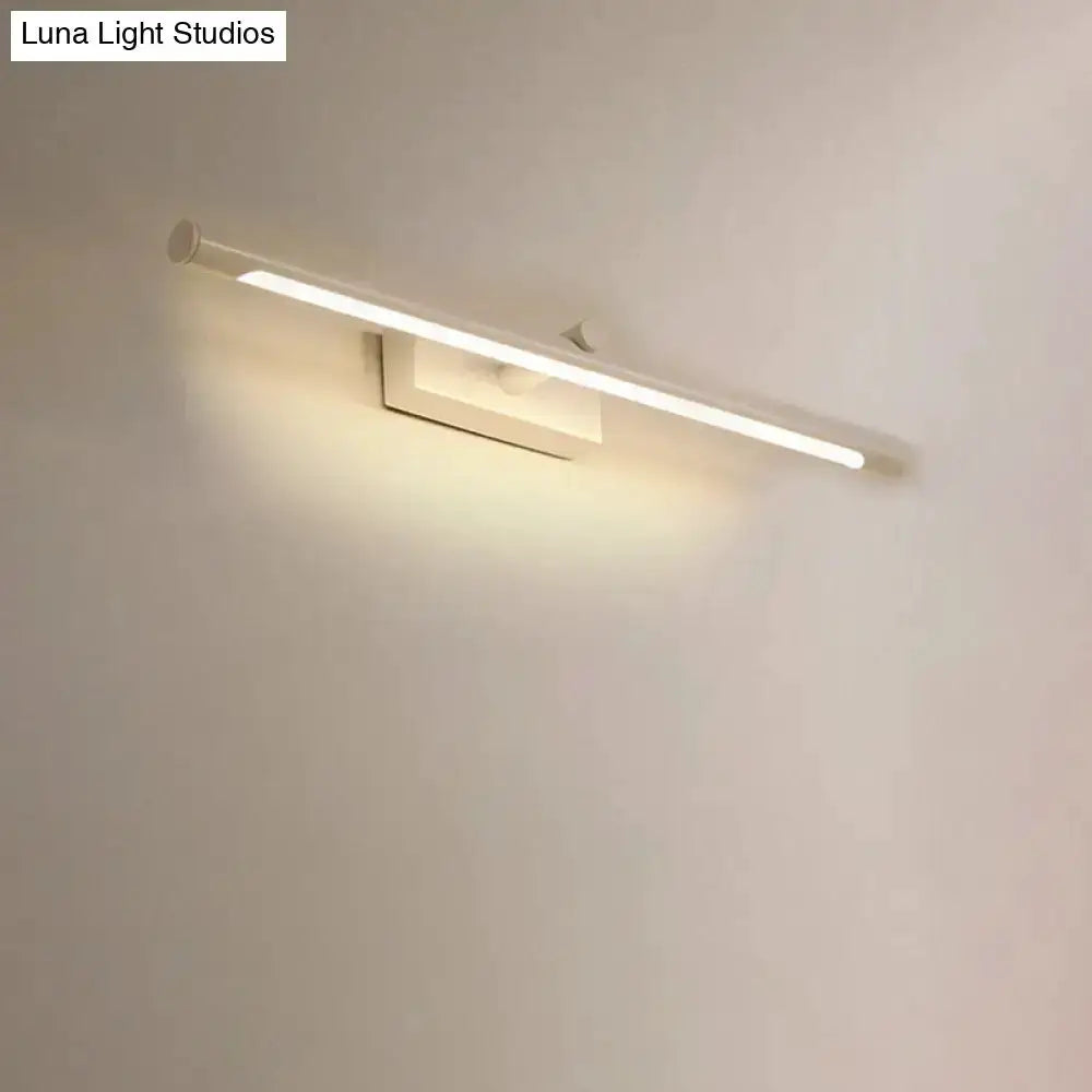 Decorbites modern white tube vanity sconce with slim bar and backplate on Tampa Home & Garden Store