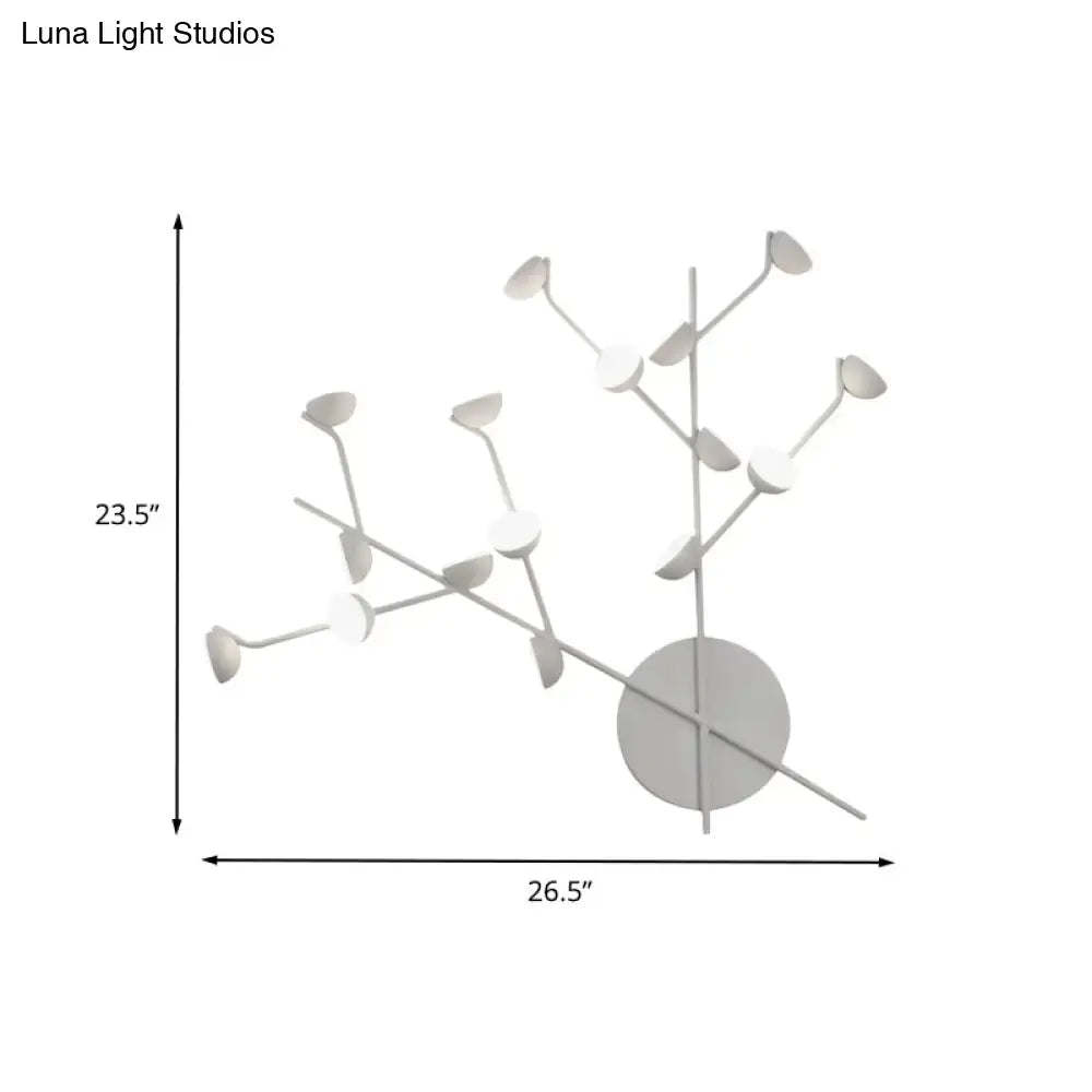 White Branch Metal Sconce; twig arms with disc accents, Decorbites 23.5in tall x 26.5in wide on Tampa Home & Garden Store