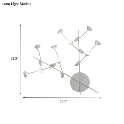 White Branch Metal Sconce; twig arms with disc accents, Decorbites 23.5in tall x 26.5in wide on Tampa Home & Garden Store