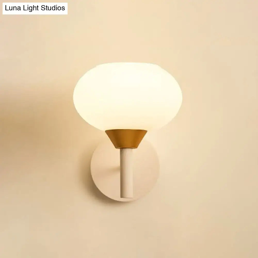 Brass Opal Minimalist Wall Sconce by Decorbites with white opal glass shade and wall mount on Tampa Home & Garden Store