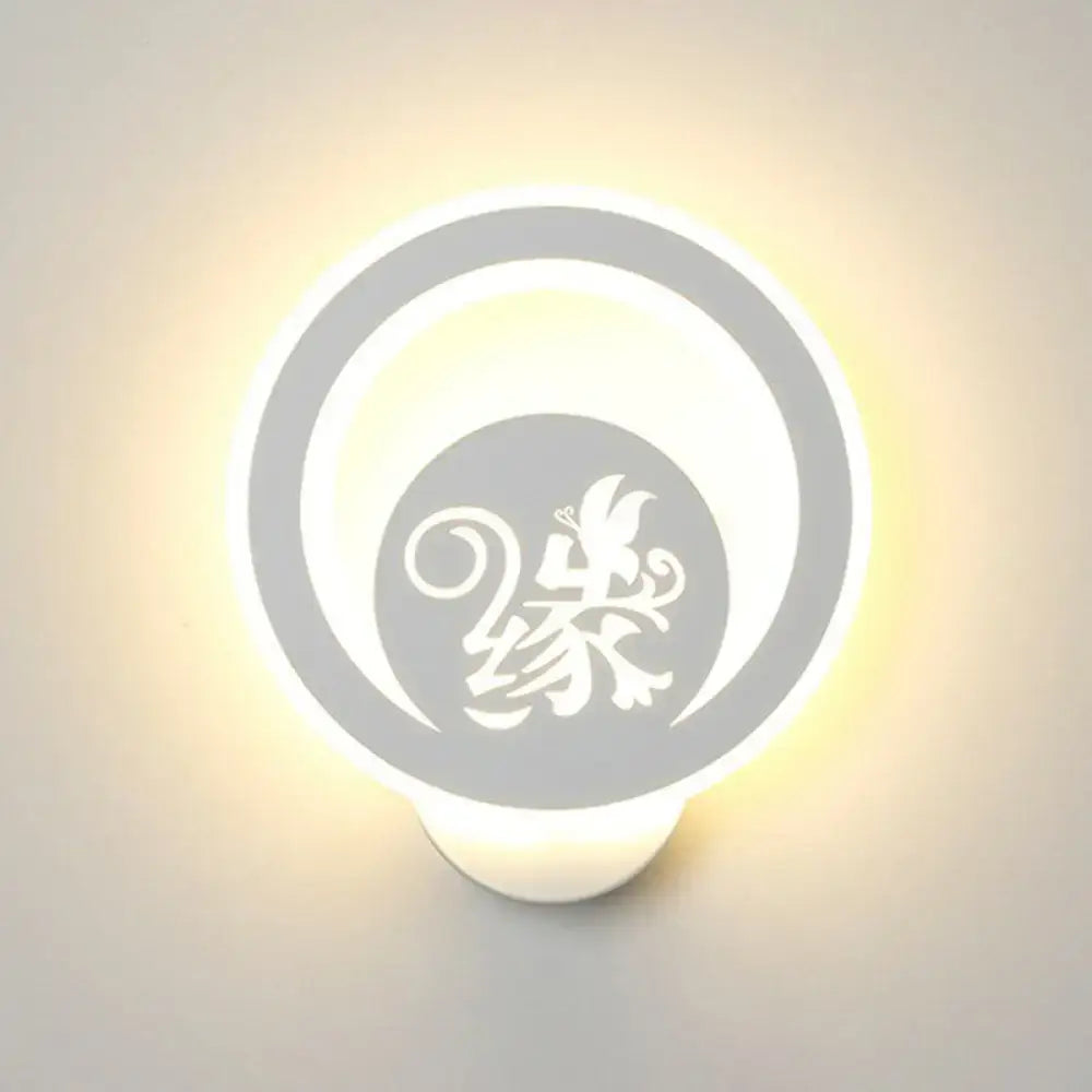 Modern white circular LED wall light with cartoon dog silhouette Decorbites 110-120V on Tampa Home & Garden Store