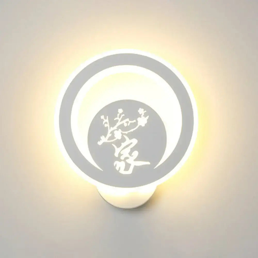 Modern white cartoon dog LED wall light, circular wall mount, 110–120V, Decorbites on Tampa Home & Garden Store