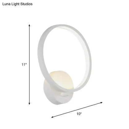 White Circle LED Sconce by Decorbites, white circular wall light with ring design, 11in x 10in on Tampa Home & Garden Store