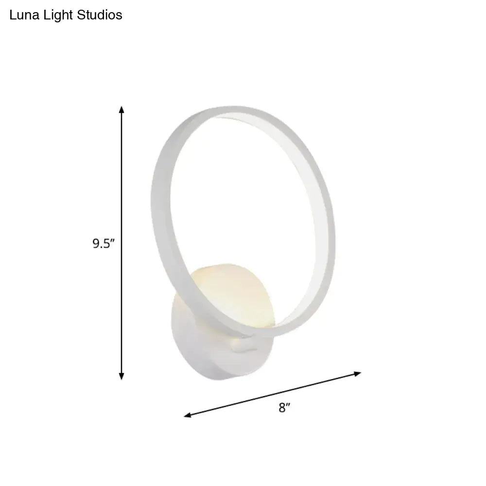 White circle LED sconce by Decorbites, ring style wall light, 9.5in tall 8in wide on Tampa Home & Garden Store