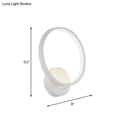 White circle LED sconce by Decorbites, ring style wall light, 9.5in tall 8in wide on Tampa Home & Garden Store