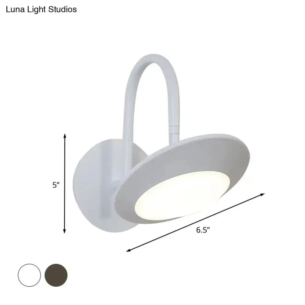Rotatable wall sconce lamp white & coffee finish with LED light, 6.5in reach, 5in height on Tampa Home & Garden Store