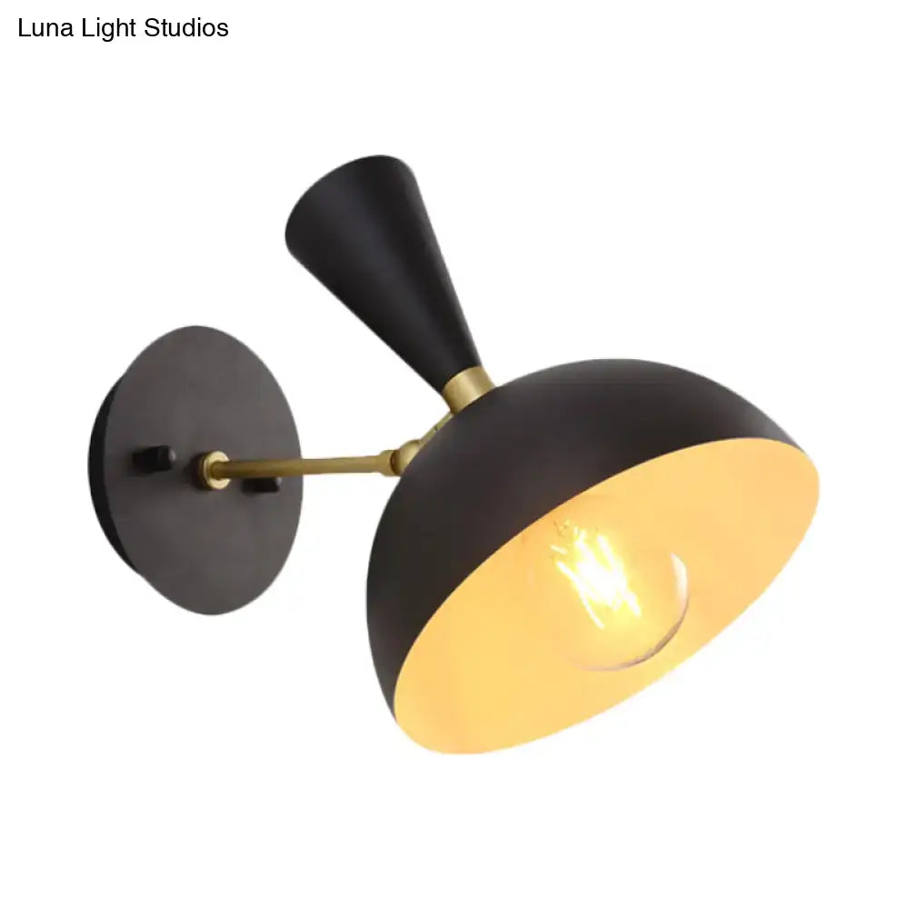 White Copper Dome Sconce by Decorbites with black exterior and brass arm on Tampa Home & Garden Store