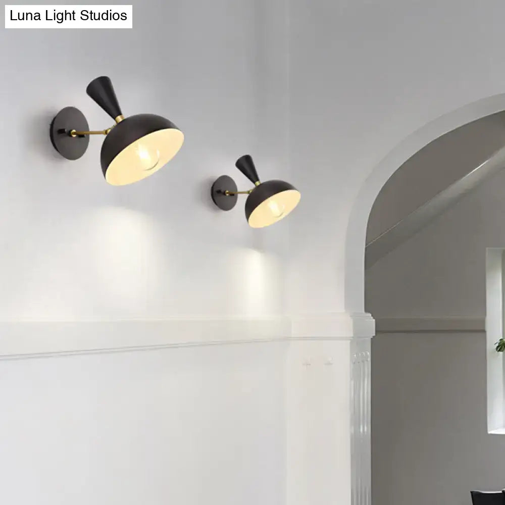 White Copper Dome Sconce pair by Decorbites, black metal wall lights with brass arms on Tampa Home & Garden Store