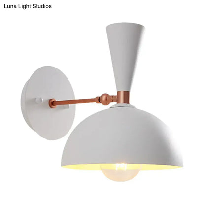 White dome sconce with copper arm wall-mounted light with white shade on Tampa Home & Garden Store