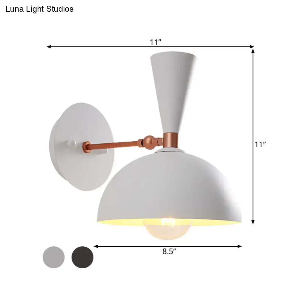 White Copper Dome Sconce by Decorbites; white dome shade with copper arm, wall mount on Tampa Home & Garden Store