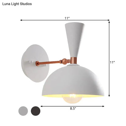 White Copper Dome Sconce by Decorbites; white dome shade with copper arm, wall mount on Tampa Home & Garden Store