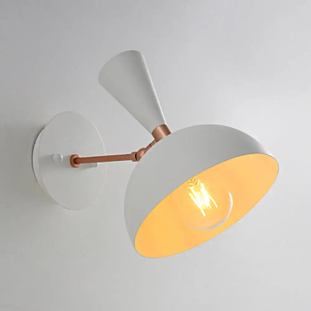 White copper dome sconce with copper arm wall light, warm Edison bulb by Decorbites on Tampa Home & Garden Store