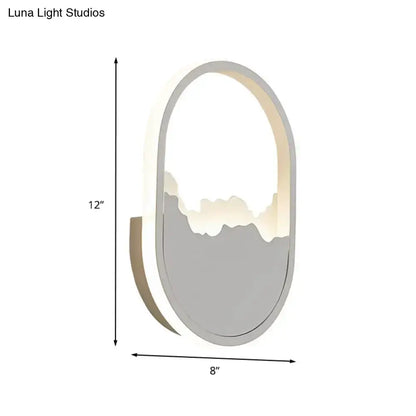Oval sconce lamp by Decorbites, modern white cracked design, stairway lighting, 12in tall on Tampa Home & Garden Store
