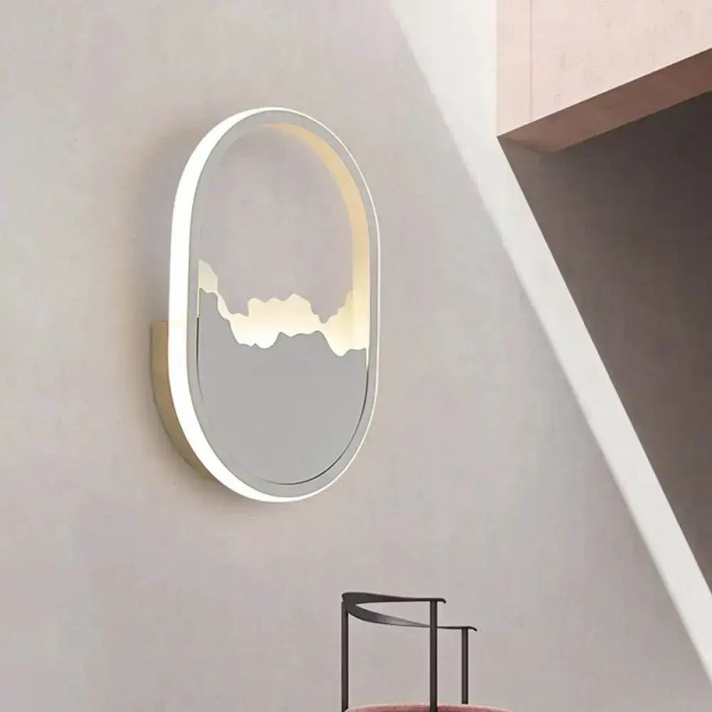 Oval white cracked-design wall sconce lamp with backlit edge for stairway lighting Decorbites on Tampa Home & Garden Store
