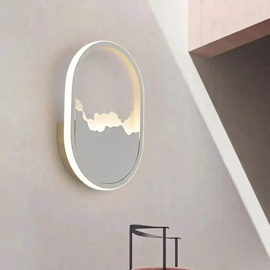Oval white cracked-design wall sconce lamp with backlit edge for stairway lighting Decorbites on Tampa Home & Garden Store