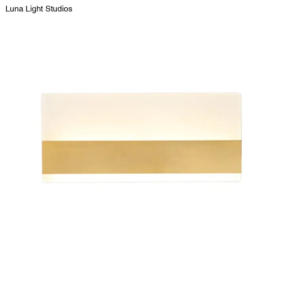 White cuboid acrylic wall sconce with warm LED and gold central band by Decorbites on Tampa Home & Garden Store