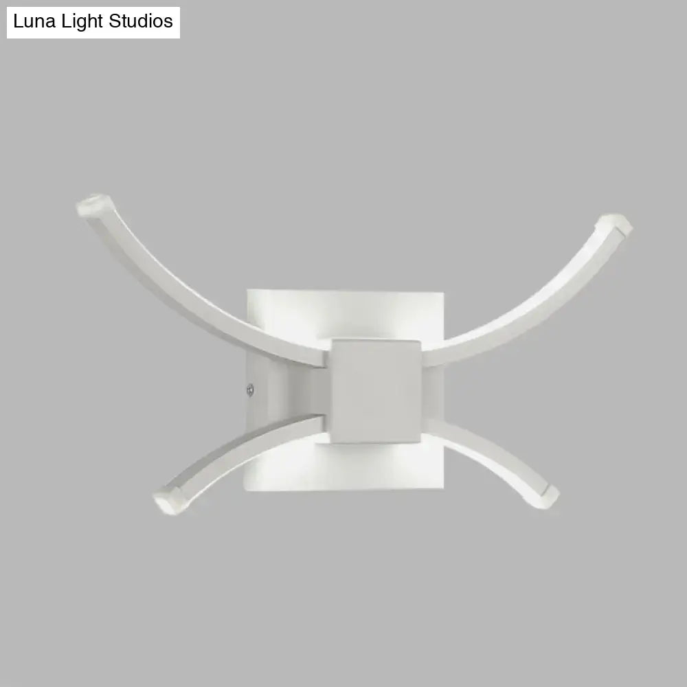 Decorbites white metal LED sconce with curved arms wall-mount fixture on Tampa Home & Garden Store