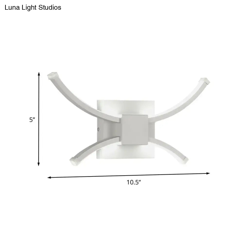 White metal LED wall sconce with four curved arms and square backplate by Decorbites on Tampa Home & Garden Store