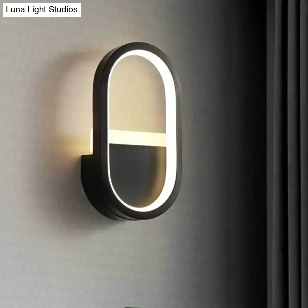White Elliptical LED Wall Sconce with black frame by Decorbites on Tampa Home & Garden Store