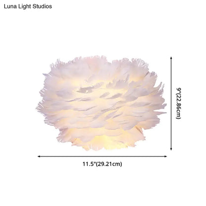 White feather wall lamp with fluffy shade, wall-mounted decor 11.5 inch diameter on Tampa Home & Garden Store